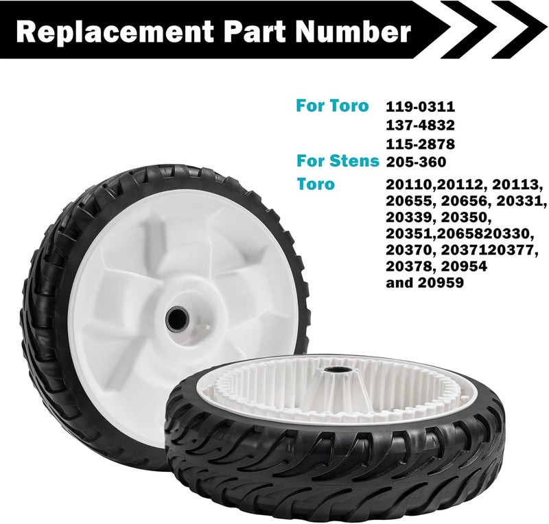 Sutmorly 119-0311 Front Drive Wheels for Toro 137-4832 115-2878 205-360 Lawn Mower Drive Wheel for Toro 22" Recycler 20330 20339 20350 20370 20954 Self-propelled 8" Mower Front Drive Wheels 2 Pack - Image 3